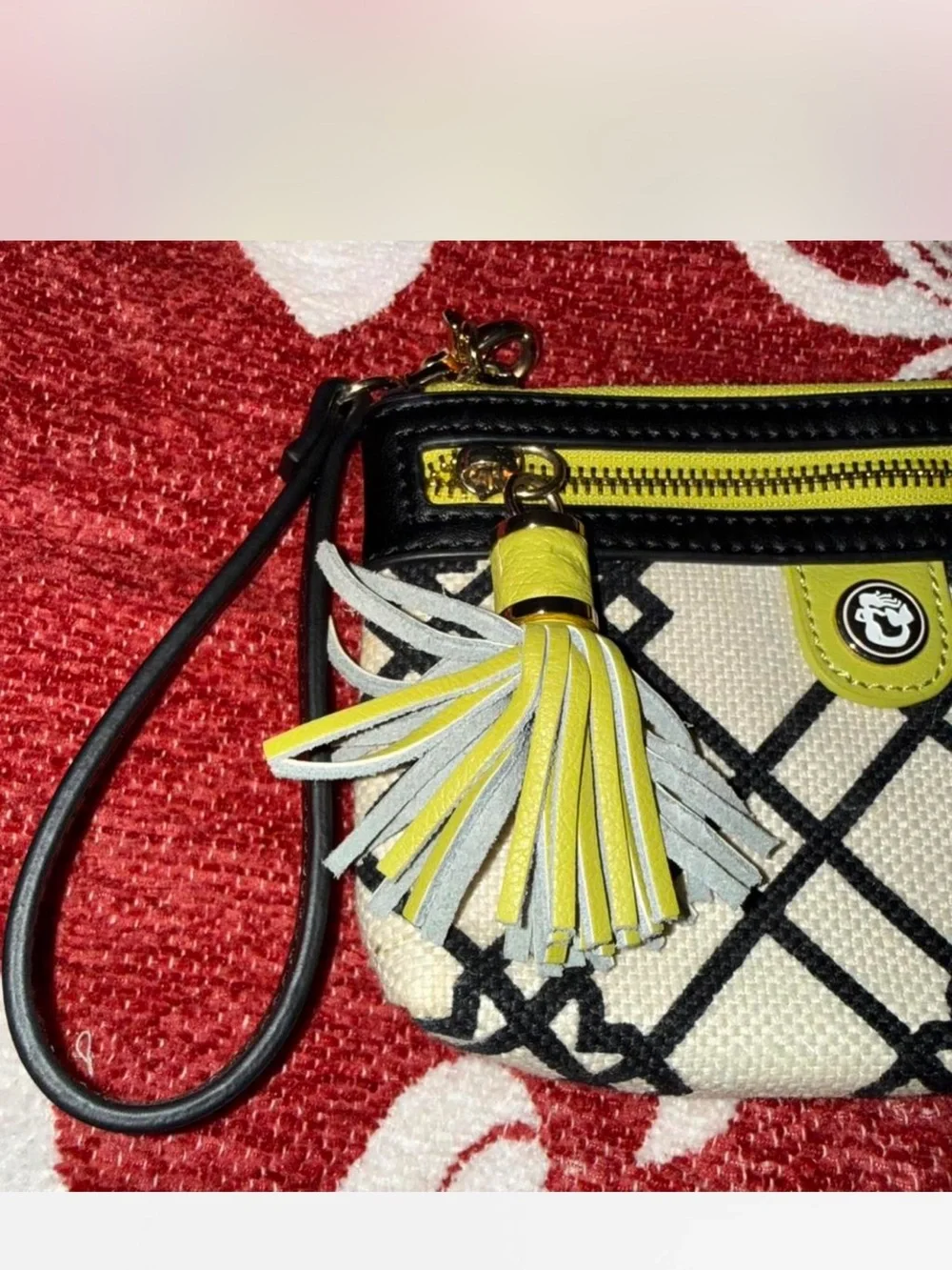 Spartina Dalfuskie Canvas Wristlet Clutch in Yellow and Black
